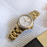 Michael Kors Everest Chronograph White Dial Gold Steel Strap Watch For Women - MK7212 Buy Now By Michael Kors
