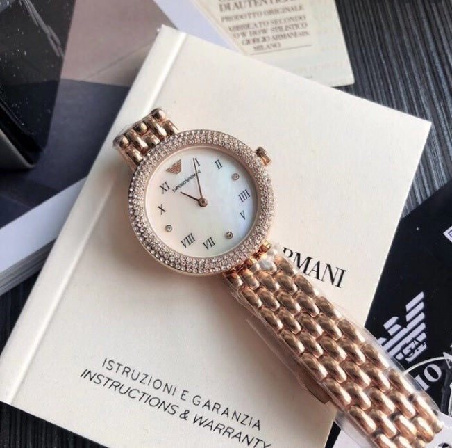 Emporio Armani Rosa Quartz Mother of Pearl White Dial Rose Gold Steel Strap Watch For Women - AR11355 Buy Now By Emporio Armani