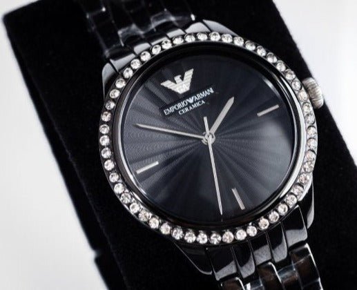 Emporio Armani Ceramica Crystals Black Dial Black Ceramic Strap Watch For Women - AR1478 Buy Now By Emporio Armani