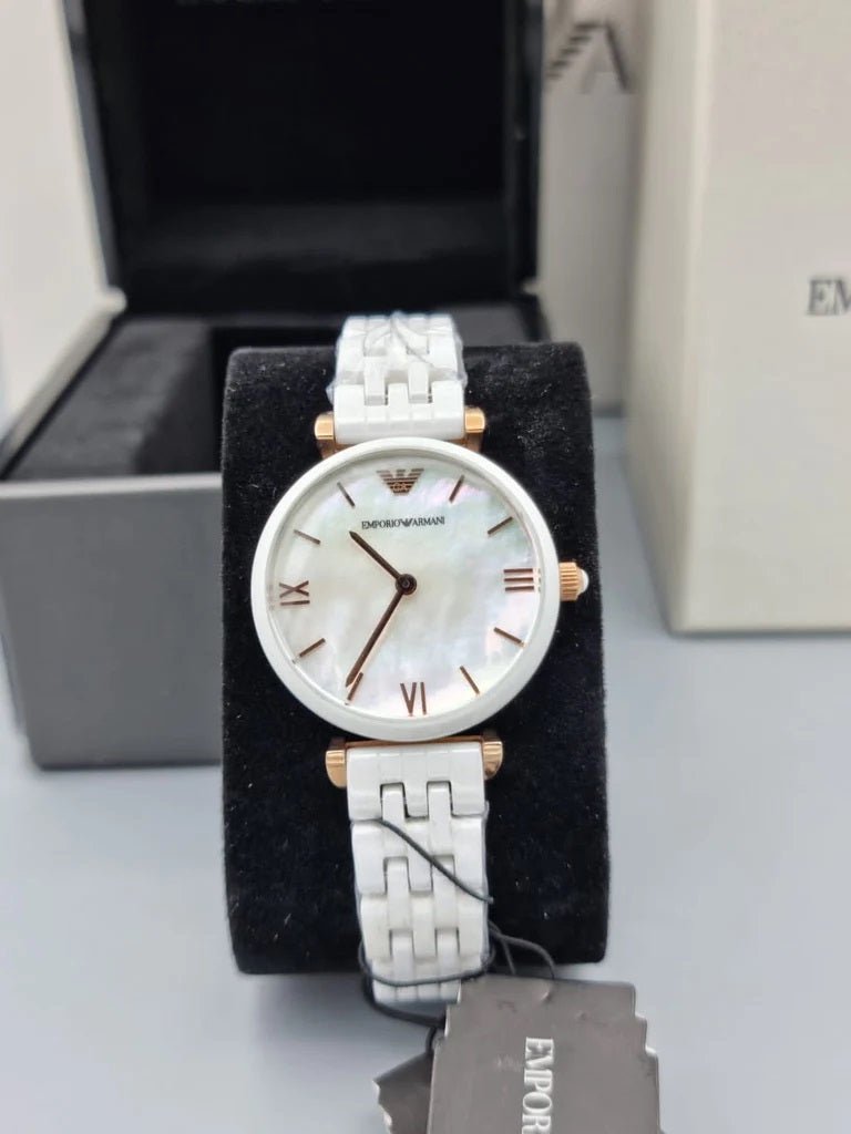 Emporio Armani Ceramica Mother of Pearl Dial White Ceramic Strap Watch For Women - AR1486 Buy Now By Emporio Armani