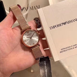Emporio Armani Gianni T Bar Silver Dial Rose Gold Mesh Bracelet Watch For Women - AR1956 Buy Now By Emporio Armani