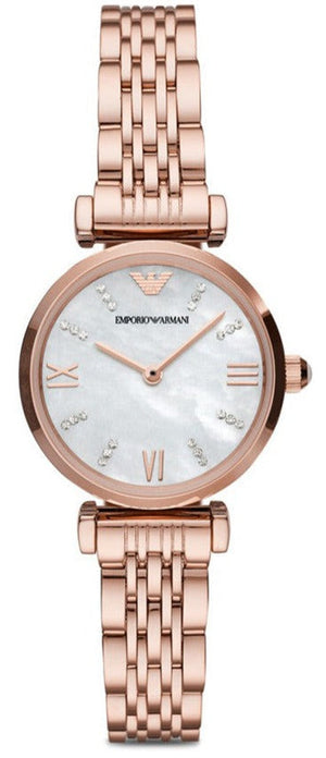 Emporio Armani Gianni T-Bar Mother of Pearl Dial Rose Gold Steel Strap Watch For Women - AR11316 Buy Now By Emporio Armani