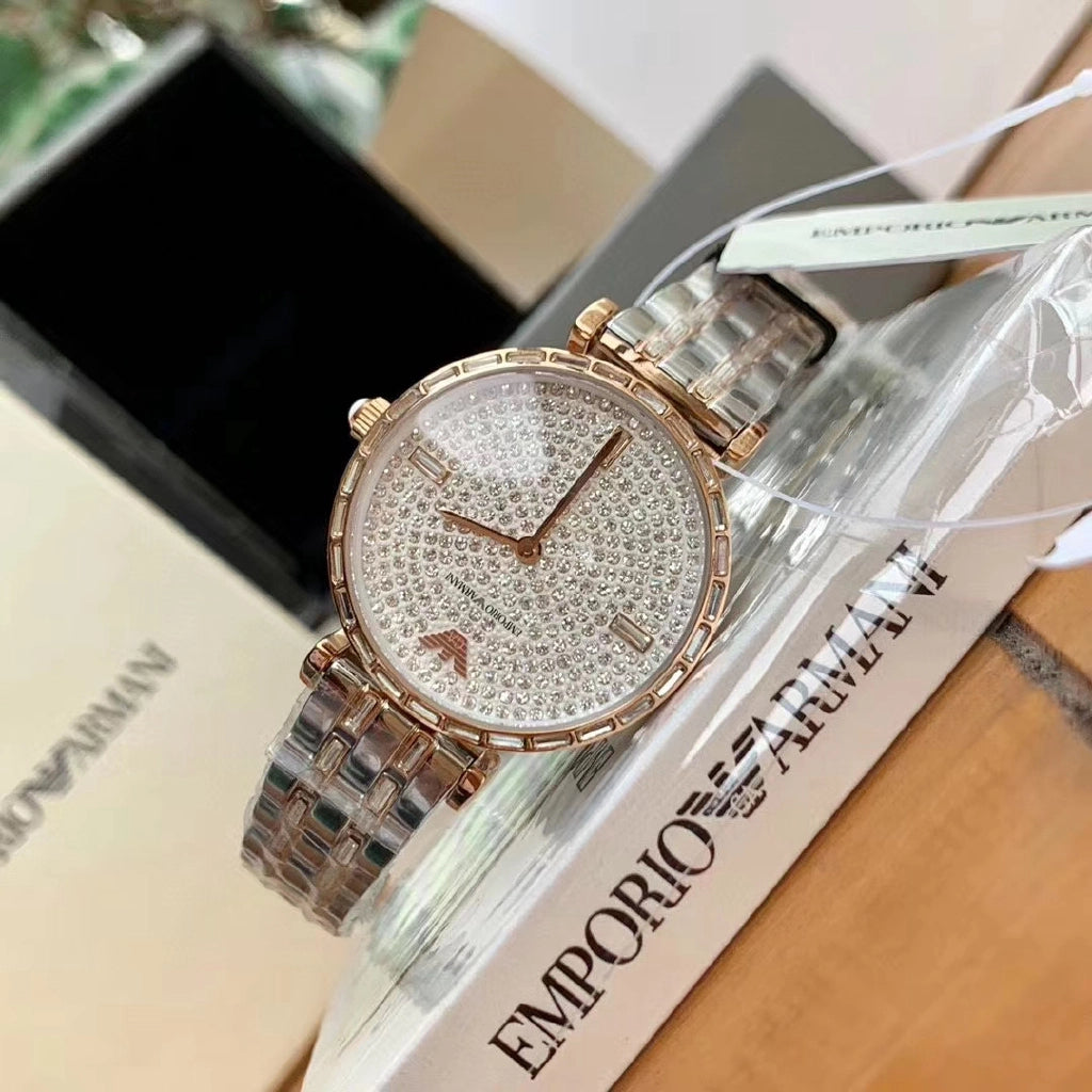 Emporio Armani Gianni T-Bar Silver Dial Two Tone Steel Strap Watch For Women - AR11293 Buy Now By Emporio Armani