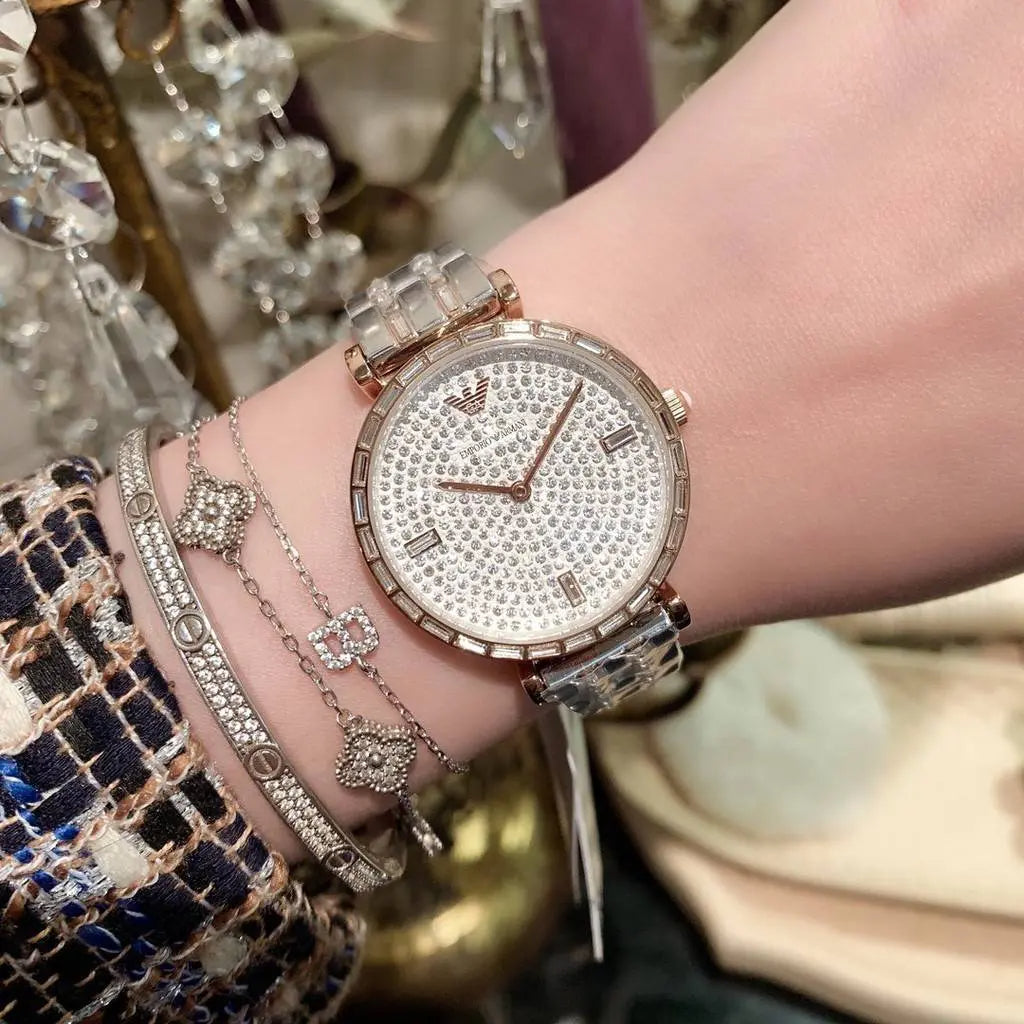 Emporio Armani Gianni T-Bar Silver Dial Two Tone Steel Strap Watch For Women - AR11293 Buy Now By Emporio Armani