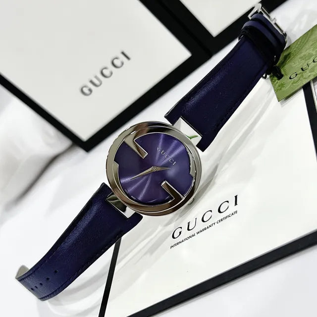 Gucci Interlocking G Blue Dial Blue Leather Strap Watch For Women - YA133322 Buy Now By Gucci