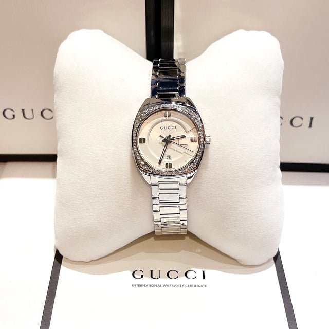 Gucci GG2570 Diamonds White Dial Silver Steel Strap Watch For Women - YA142506 Buy Now By Gucci