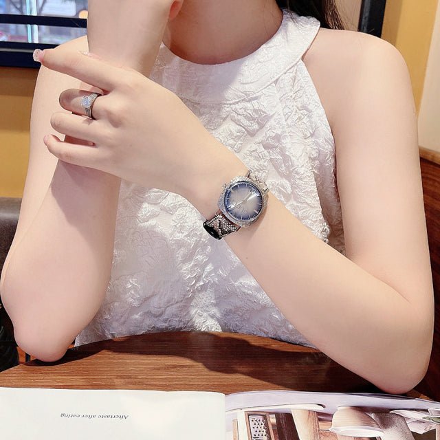 Gucci Grip Vintage Blue Dial Snakeskin Brown Leather Strap Watch for Women - YA152401 Buy Now By Gucci