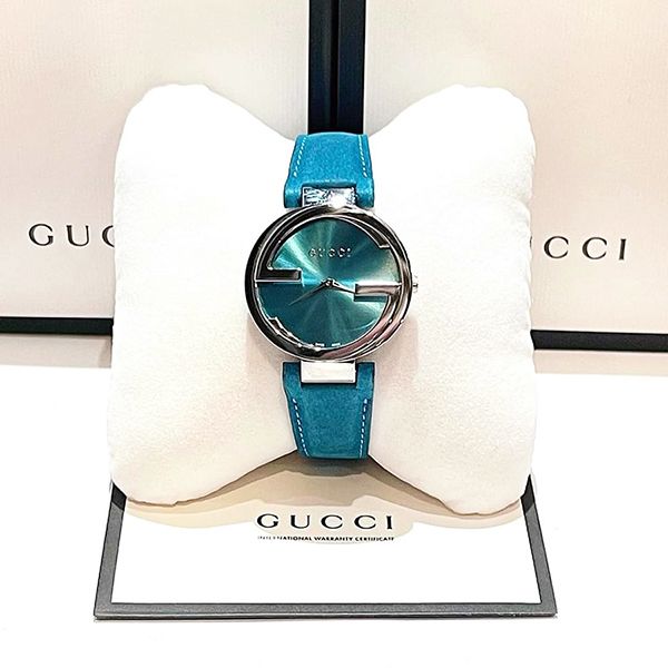 Gucci Interlocking Quartz Blue Dial Blue Leather Strap Watch For Women - YA133315 Buy Now By Gucci