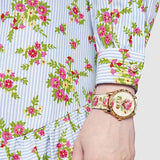 Gucci G Timeless Floral Gold Dial White Leather Strap Watch For Women - YA1264084 Buy Now By Gucci