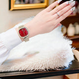 Guess Quartz Red Dial Gold Mesh Strap Watch For Women - GW0354L4 Buy Now By Guess