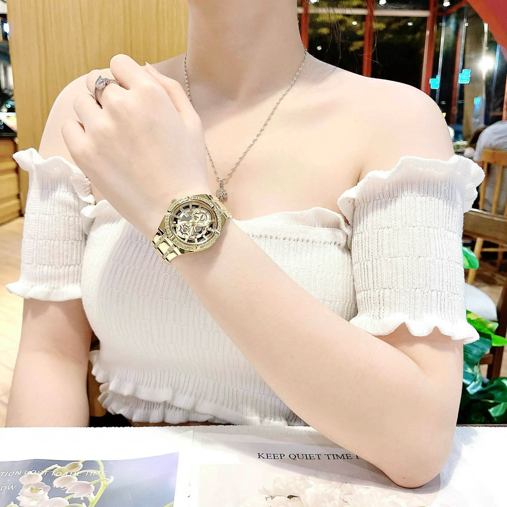 Guess Allara Quartz Gold Dial Gold Steel Strap Watch For Women - GW0604L2 Buy Now By Guess