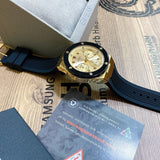 Guess Athena Gold Dial Black Rubber Strap Watch For Women - GW0030L2 Buy Now By Guess