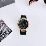 Guess Solstice Green Dial Black Rubber Strap Watch for Women - GW0113L1 Buy Now By Guess