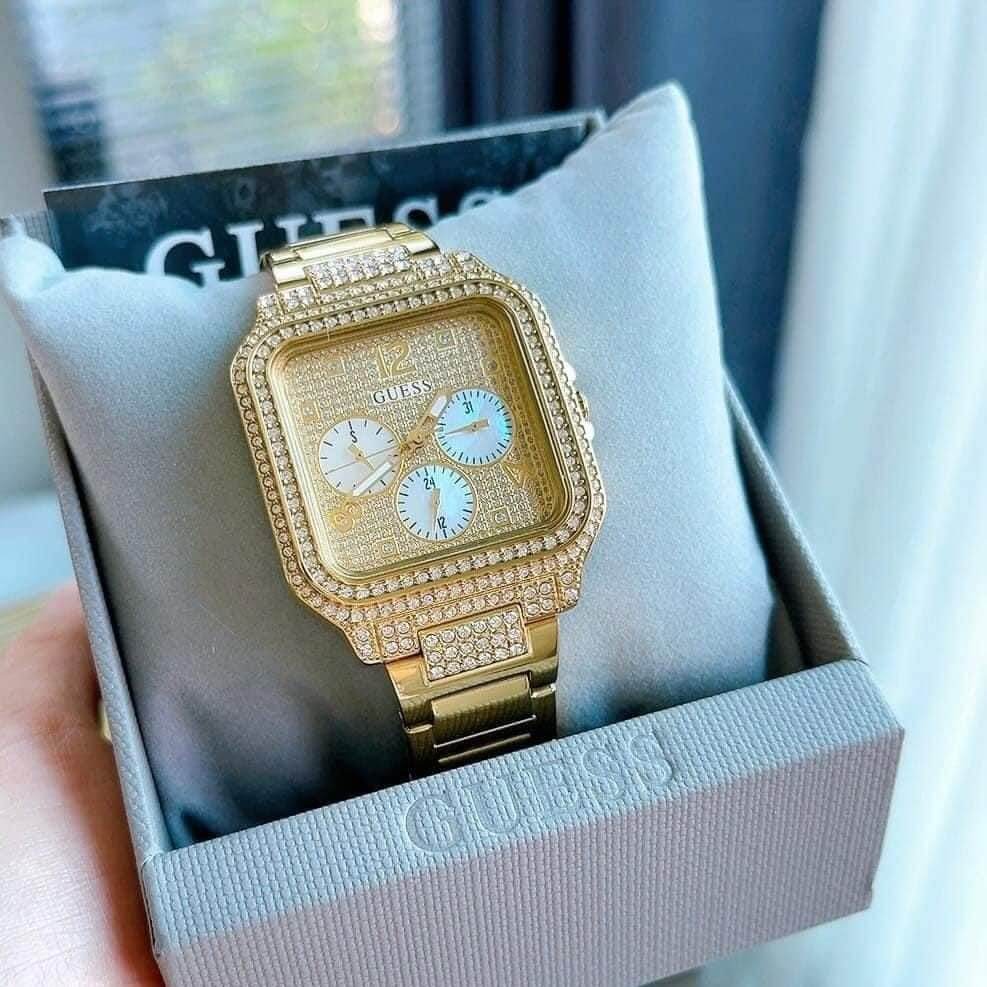 Guess Deco Quartz Crystals Gold Dial Gold Steel Strap Watch For Women - GW0472L2 Buy Now By Guess