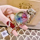 Guess Confetti Chronograph Rainbow Dial Gold Steel Strap Watch For Women - GW0483L4 Buy Now By Guess