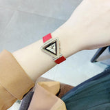 Guess Fame Quartz Gold Dial Red Leather Strap Watch For Women - GW0504L2 Buy Now By Guess