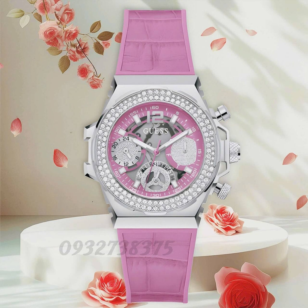 Guess Fusion Chronograph Pink Dial Pink Leather Strap Watch for Women - GW0553L1 Buy Now By Guess