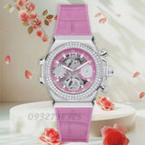 Guess Fusion Chronograph Pink Dial Pink Leather Strap Watch for Women - GW0553L1 Buy Now By Guess