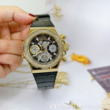 Guess Fusion Chronograph Black Dial Black Leather Strap Watch For Women - GW0553L4 Buy Now By Guess