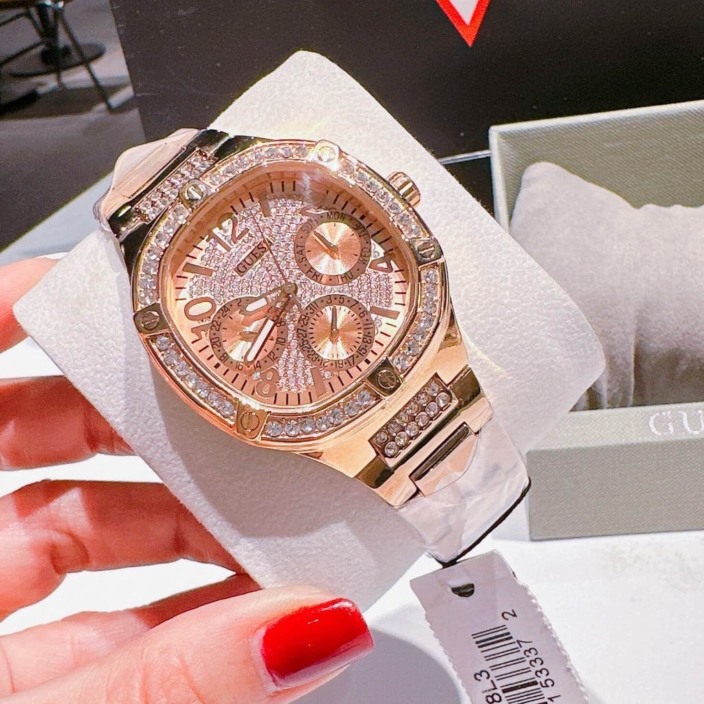 Guess Duchees Quartz Rose Gold Dial Rose Gold Steel Strap Watch For Women - GW0558L3 Buy Now By Guess