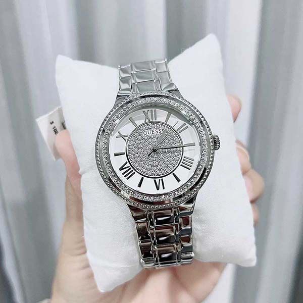 Guess Madison Diamonds Silver Dial Silver Steel Strap Watch for Women - W0637L1 Buy Now By Guess