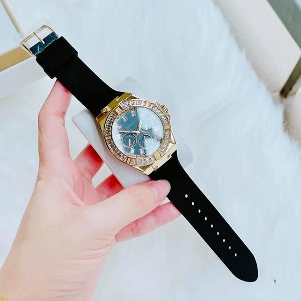 Guess Venus Diamonds Black Dial Black Rubber Strap Watch for Women - GW0118L1 Buy Now By Guess