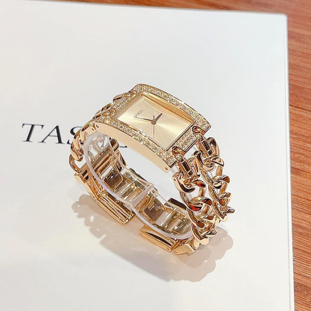 Guess MOD Heavy Metal Diamonds Gold Dial Gold Steel Strap Watch for Women - W0072L1 Buy Now By Guess