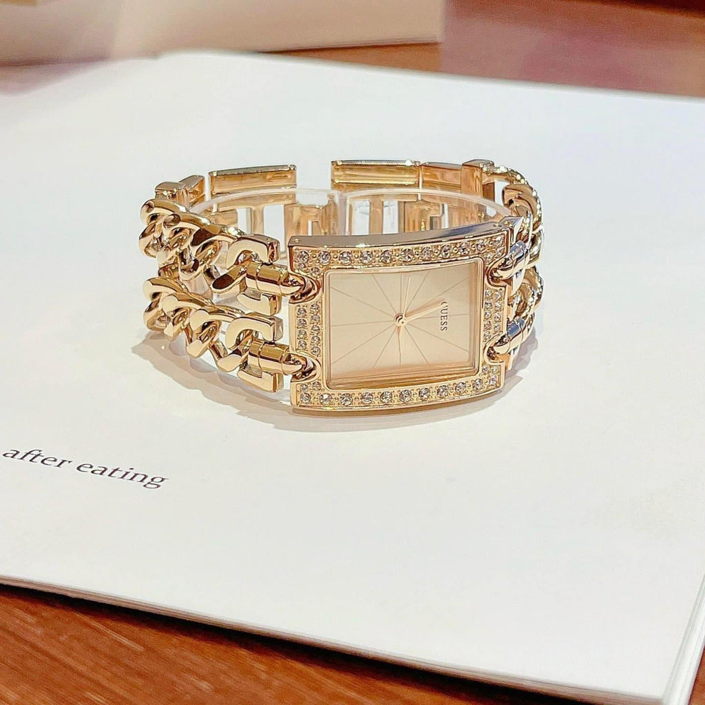 Guess MOD Heavy Metal Diamonds Gold Dial Gold Steel Strap Watch for Women - W0072L1 Buy Now By Guess