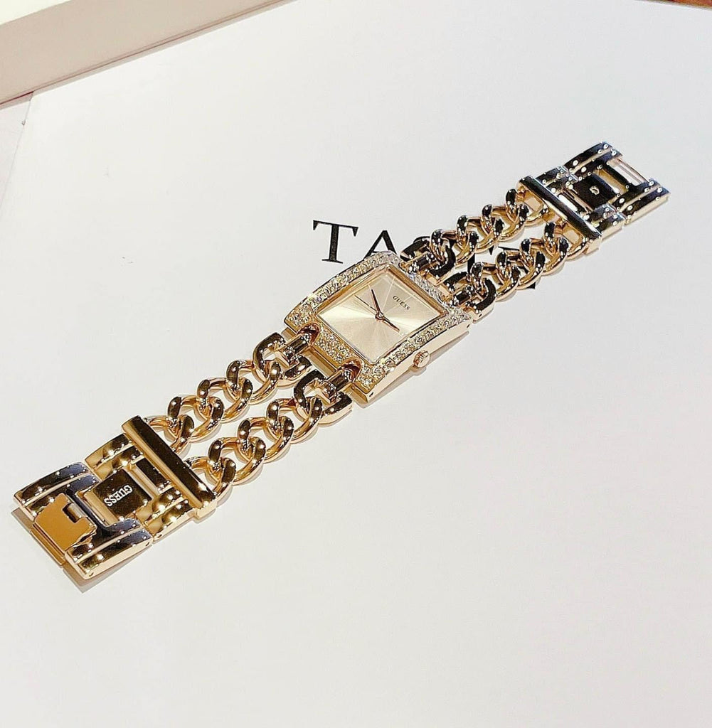 Guess MOD Heavy Metal Diamonds Gold Dial Gold Steel Strap Watch for Women - W0072L1 Buy Now By Guess