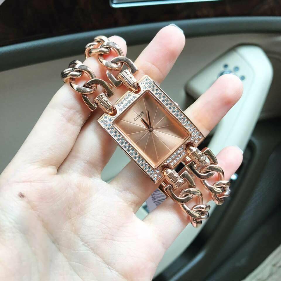 Guess Mod Heavy Metal Diamonds Rose Gold Dial Rose Gold Steel Strap Watch for Women - W0072L3 Buy Now By Guess