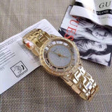 Guess Analog Diamonds Silver Dial Gold Steel Strap Watch For Women - W1013l2 Buy Now By Guess