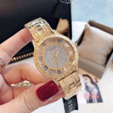 Guess Analog Diamonds Silver Dial Gold Steel Strap Watch For Women - W1013l2 Buy Now By Guess