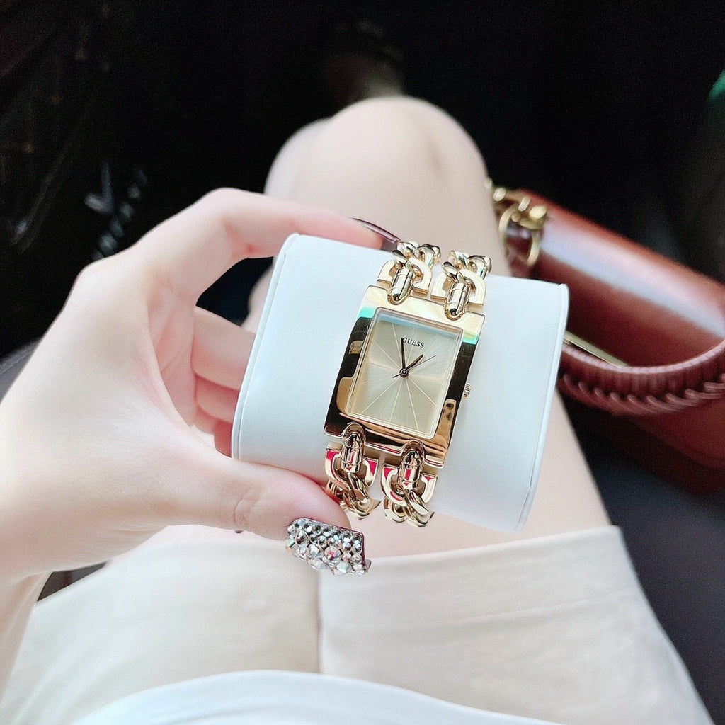 Guess Mod Heavy Metal Gold Dial Gold Steel Strap Watch For Women - W1117L2 Buy Now By Guess