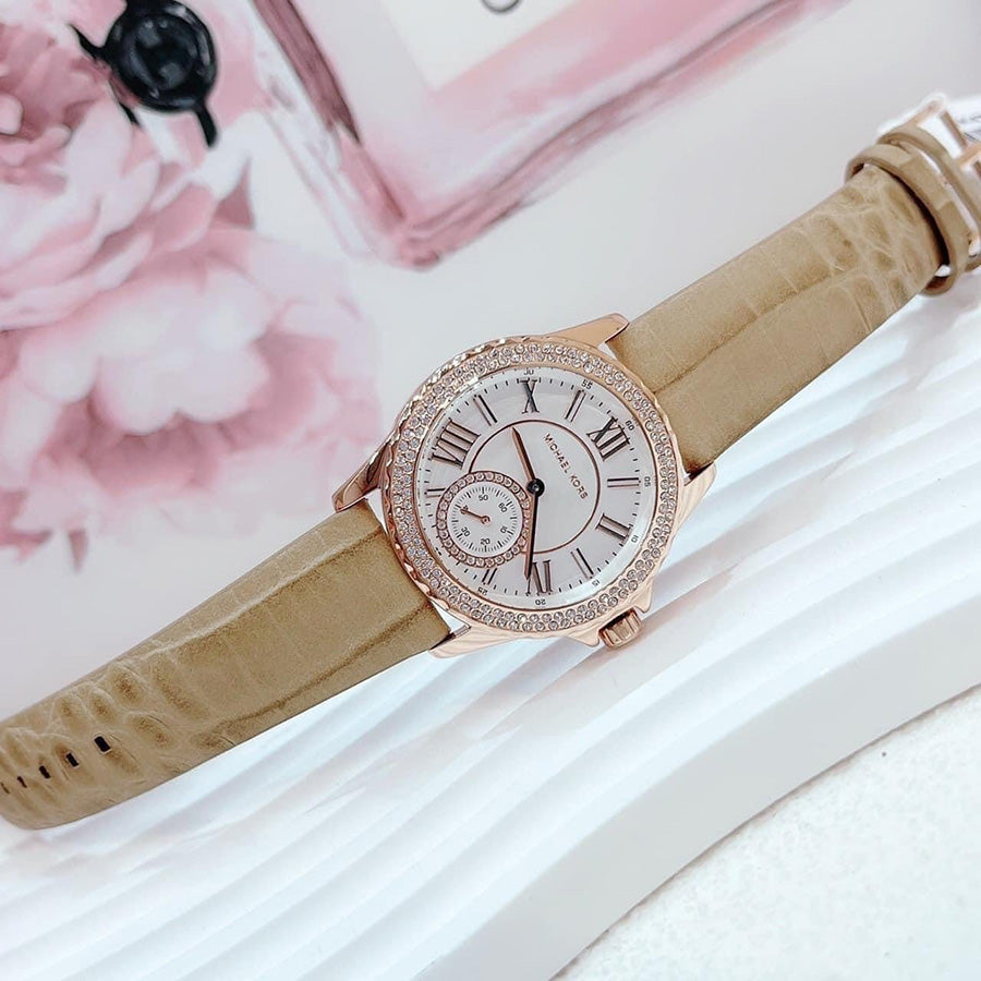 Michael Kors Mini Everest Crystals White Dial Brown Leather Strap Watch for Women - MK4719 Buy Now By Michael Kors