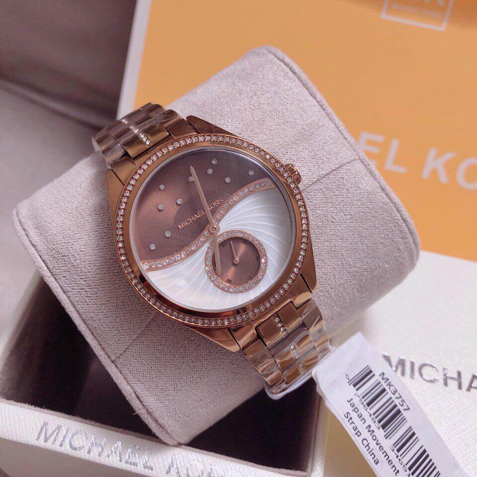 Michael Kors Lauryn Rose Gold Dial Brown Steel Strap Watch for Women - MK3757 Buy Now By Michael Kors
