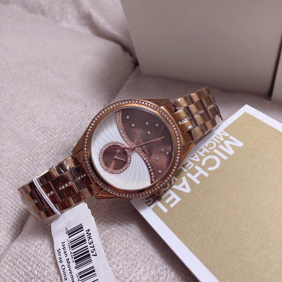 Michael Kors Lauryn Rose Gold Dial Brown Steel Strap Watch for Women - MK3757 Buy Now By Michael Kors