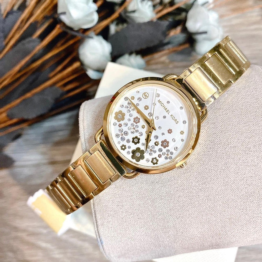 Michael Kors Portia Quartz White Dial Gold Steel Strap Watch for Women - MK3840 Buy Now By Michael Kors