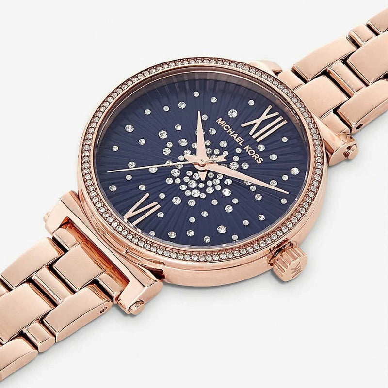Michael Kors Sofie Analog Quartz Blue Dial Rose Gold Steel Strap Watch For Women - MK3971 Buy Now By Michael Kors
