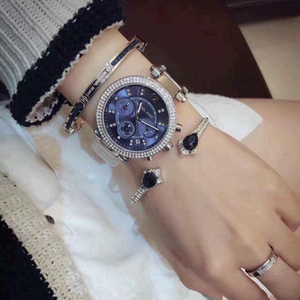 Michael Kors Parker Chronograph Blue Dial Silver Steel Strap Watch for Women - MK6117 Buy Now By Michael Kors