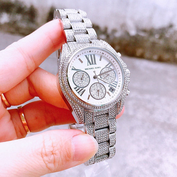 Michael Kors Mini Bradshaw Crystals Silver Dial Silver Steel Strap Watch For Women - MK6454 Buy Now By Michael Kors