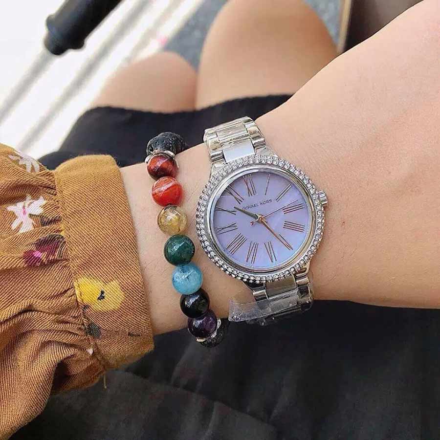 Michael Kors Taryn Mother of Pearl Purple Dial Silver Steel Strap Watch For Women - MK6562 Buy Now By Michael Kors