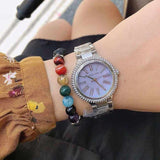 Michael Kors Taryn Mother of Pearl Purple Dial Silver Steel Strap Watch For Women - MK6562 Buy Now By Michael Kors