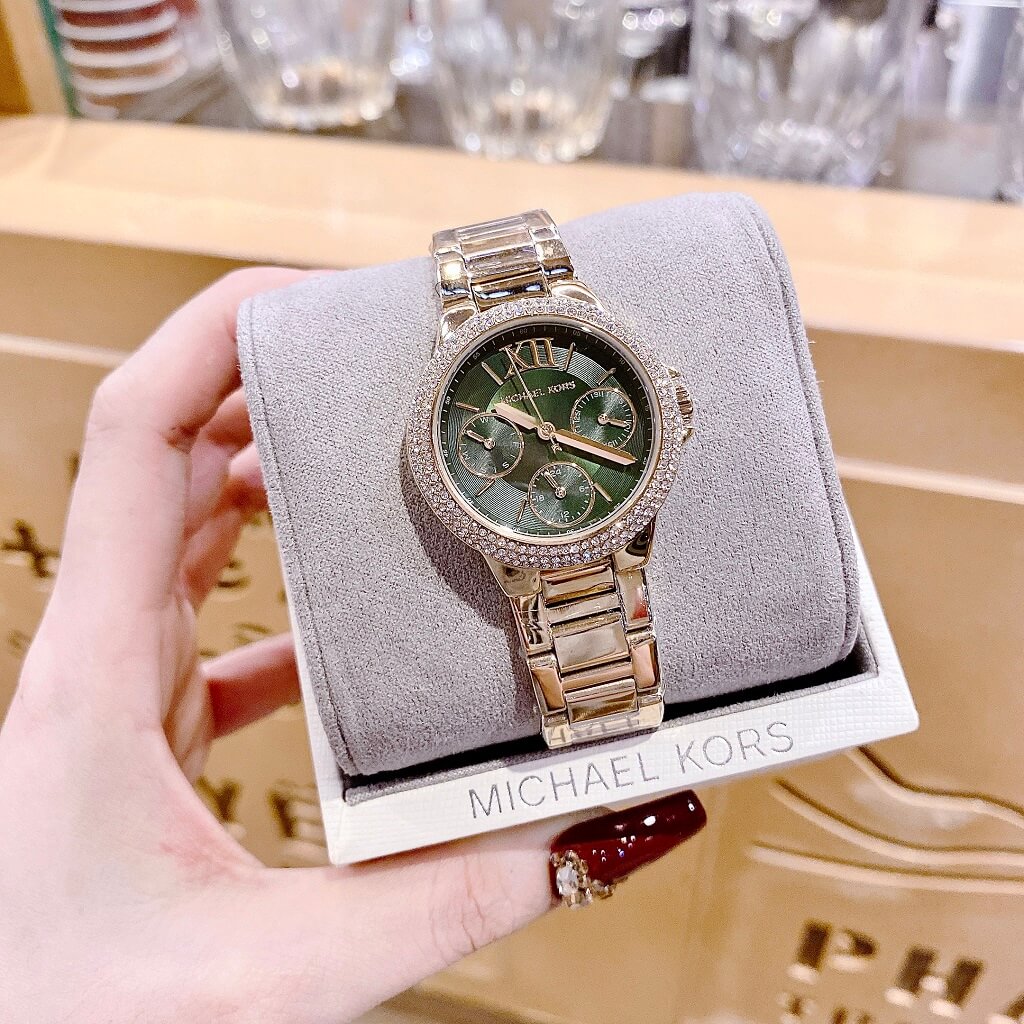 Michael Kors Camille Multifunction Green Dial Gold Steel Strap Watch For Women - MK6981 Buy Now By Michael Kors