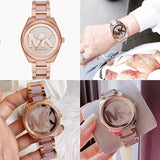 Michael Kors Janelle Three Hand Rose Gold Dial Two Tone Steel Strap Watch For Women - MK7089 Buy Now By Michael Kors