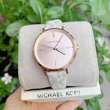 Michael Kors Jayne Three Hand Rose Gold Dial White Leather Strap Watch For Women - MK7128 Buy Now By Michael Kors