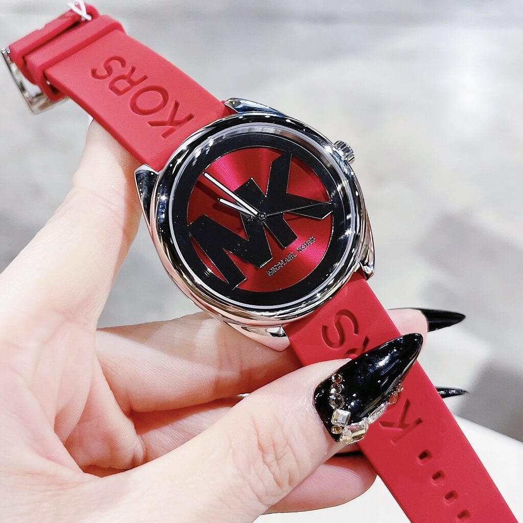 Michael Kors Janelle Three Hand Red Dial Red Rubber Strap Watch For Women - MK7144 Buy Now By Michael Kors