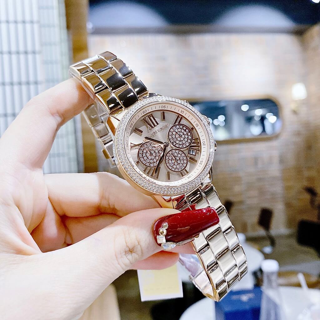 Michael Kors Bryn Chronograph Rose Gold Dial Rose Gold Steel Strap Watch For Women - MK7200 Buy Now By Michael Kors