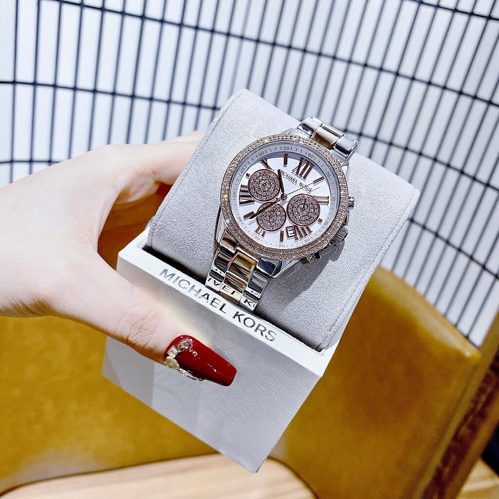 Michael Kors Bryn Pavé White Dial Two Tone Steel Strap Watch For Women - MK7201 Buy Now By Michael Kors