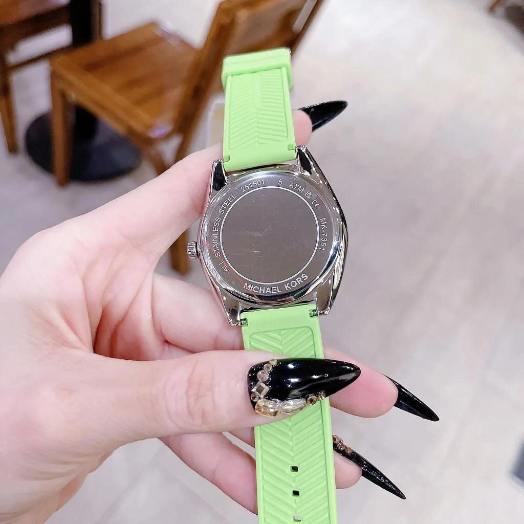 Michael Kors Janelle Three Hand Neon Green Dial Neon Green Rubber Strap Watch For Women - MK7351 Buy Now By Michael Kors