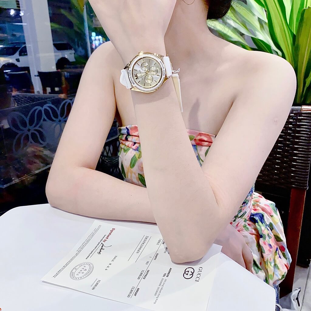 Michael Kors Jessa Quartz Gold Dial White Silicone Strap Watch For Women - MK7267 Buy Now By Michael Kors